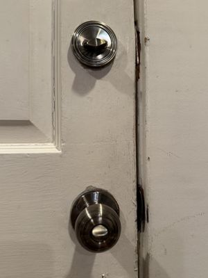 Replaced door bolt and knob